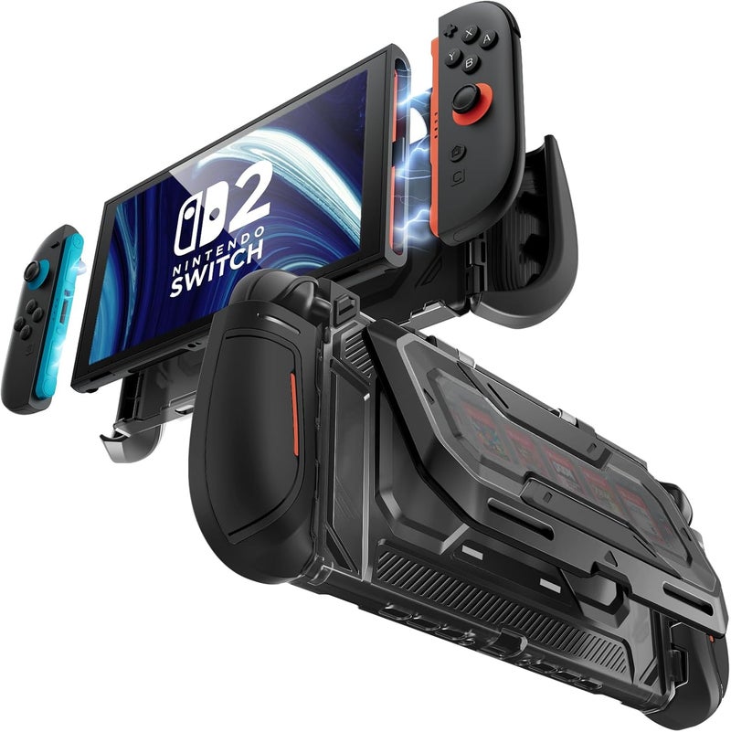 Mumba Dockable for Nintendo Switch 2 Case with Flip Stand, [Titan] Ergonomic Switch 2 Grip Protective Cover Holds 5 Game Cards & 2 TF Cards TPU Accessories and Quick-Release Joy-Con Design(Black) - Image 1
